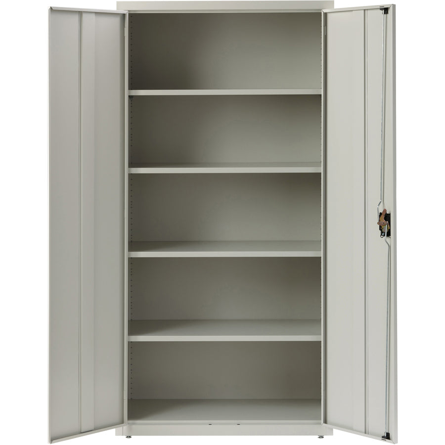 Lorell Fortress Series Storage Cabinet - 36" x 18" x 72" - 5 x Shelf(ves) - Recessed Locking Handle, Hinged Door, Durable - Light Gray - Powder Coated - Steel - Recycled