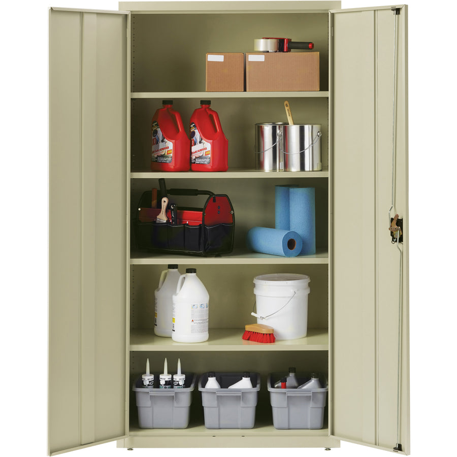 Lorell Fortress Series Storage Cabinet - 36" x 18" x 72" - 5 x Shelf(ves) - Recessed Locking Handle, Hinged Door, Durable - Putty - Powder Coated - Steel - Recycled - 
