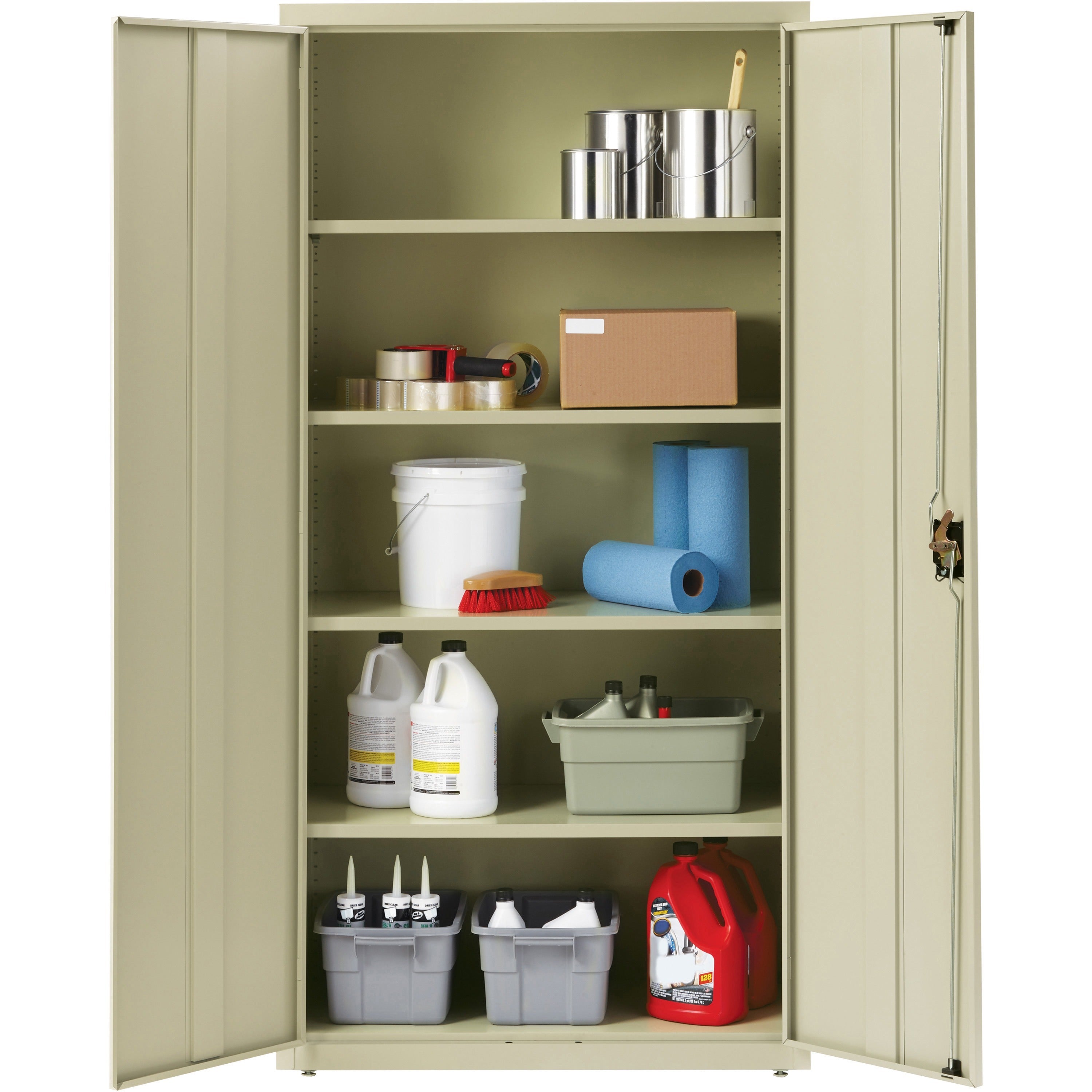 Lorell Fortress Series Storage Cabinet - 36" x 18" x 72" - 5 x Shelf(ves) - Recessed Locking Handle, Hinged Door, Durable - Putty - Powder Coated - Steel - Recycled - 