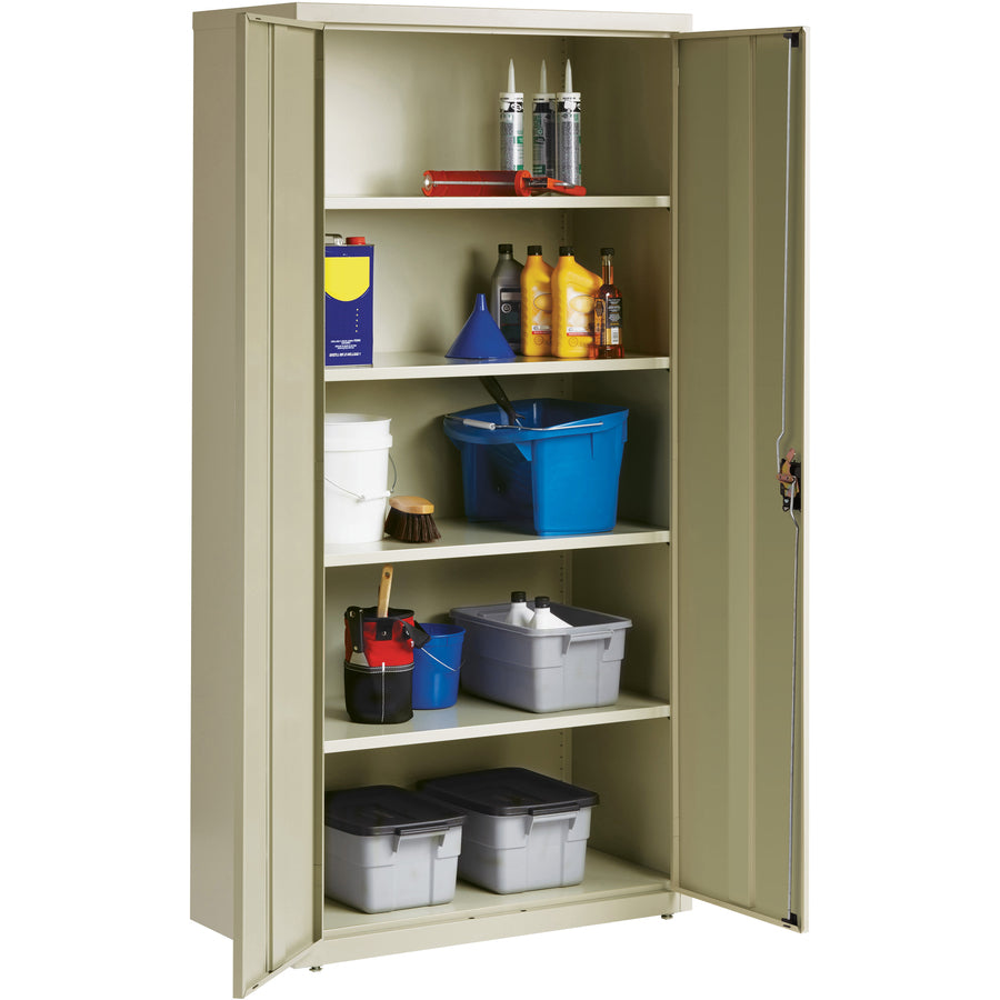 Lorell Fortress Series Storage Cabinet - 36" x 18" x 72" - 5 x Shelf(ves) - Recessed Locking Handle, Hinged Door, Durable - Putty - Powder Coated - Steel - Recycled - 
