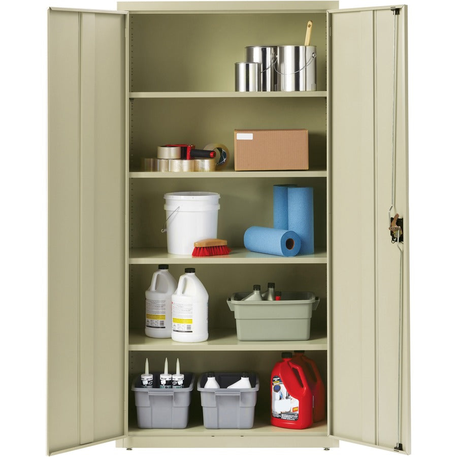 Lorell Fortress Series Storage Cabinet - 36" x 18" x 72" - 5 x Shelf(ves) - Recessed Locking Handle, Hinged Door, Durable - Putty - Powder Coated - Steel - Recycled