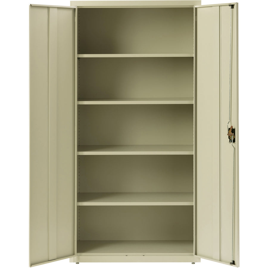 Lorell Fortress Series Storage Cabinet - 36" x 18" x 72" - 5 x Shelf(ves) - Recessed Locking Handle, Hinged Door, Durable - Putty - Powder Coated - Steel - Recycled - 