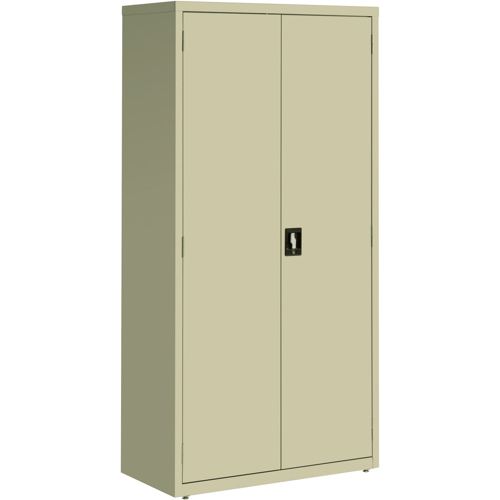 Lorell Fortress Series Storage Cabinet - 36" x 18" x 72" - 5 x Shelf(ves) - Recessed Locking Handle, Hinged Door, Durable - Putty - Powder Coated - Steel - Recycled - 
