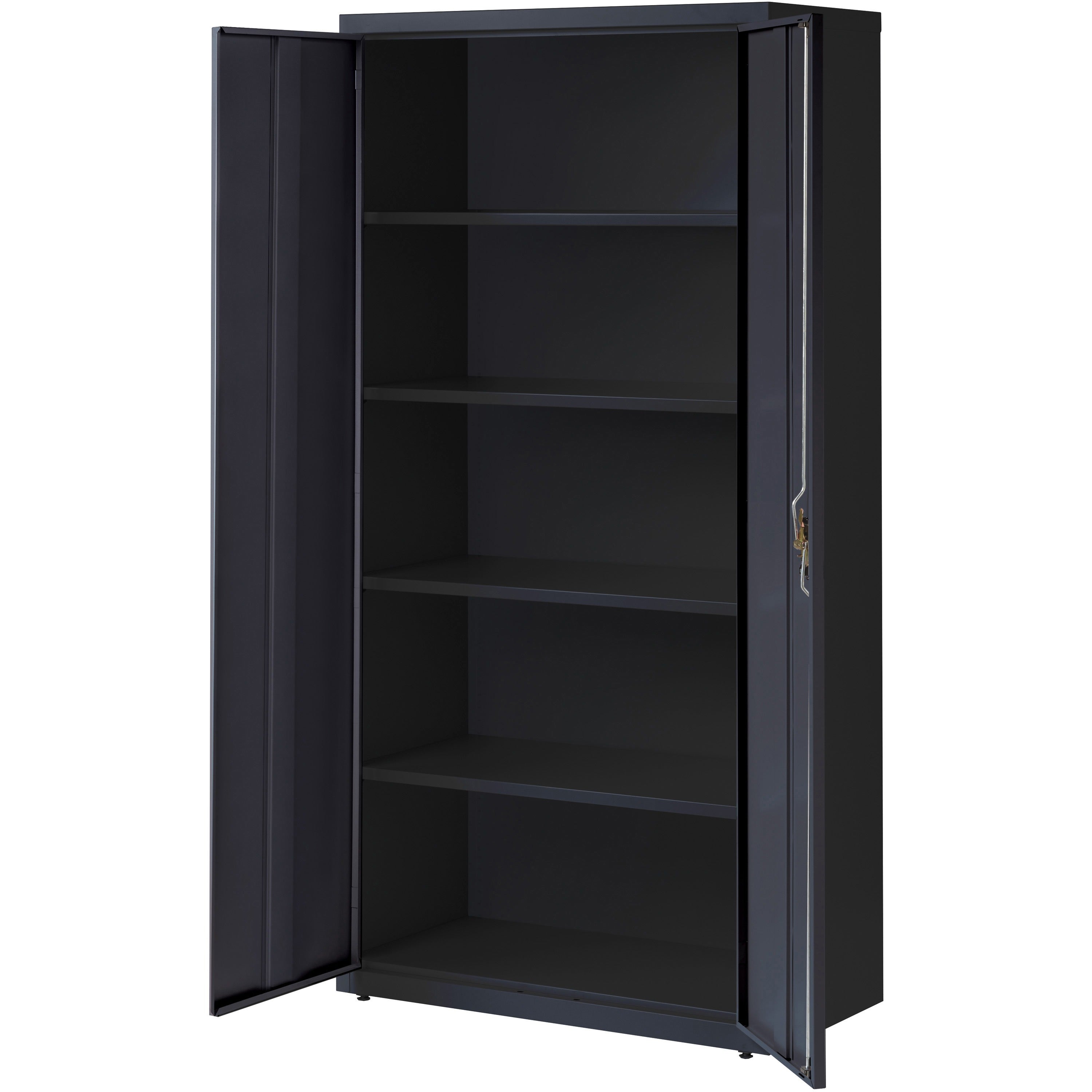 Lorell Fortress Series Storage Cabinet - 36" x 18" x 72" - 5 x Shelf(ves) - Recessed Locking Handle, Hinged Door, Durable - Black - Powder Coated - Steel - Recycled - 