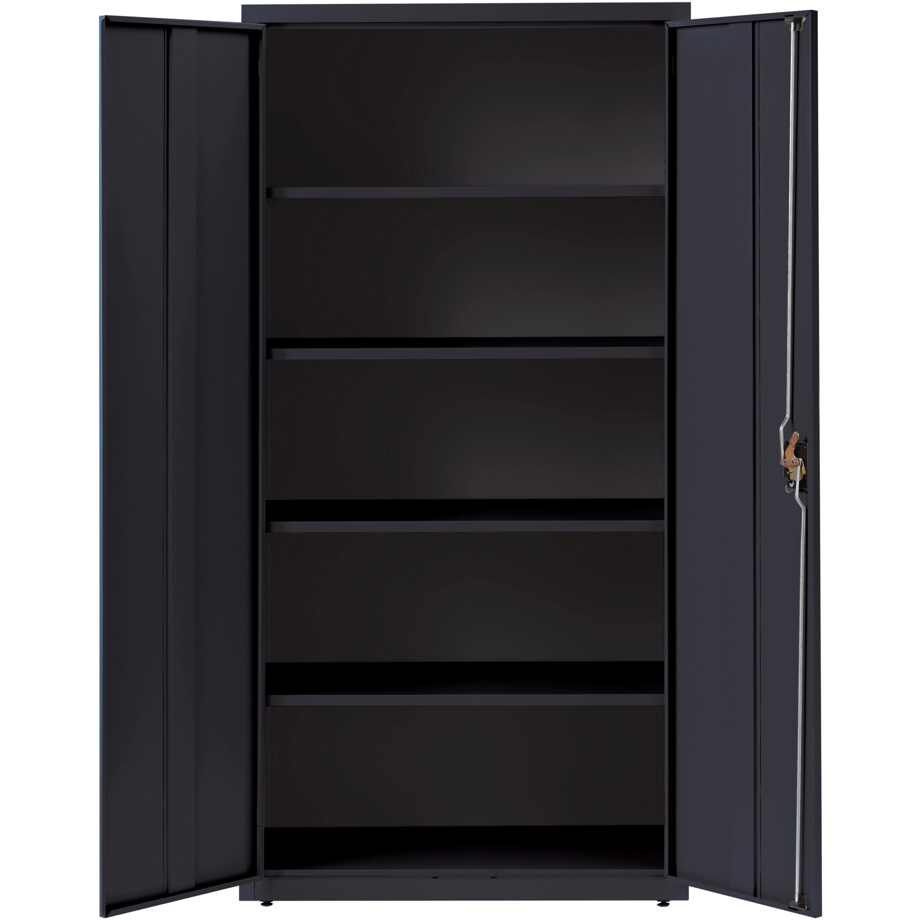 Lorell Fortress Series Storage Cabinet - 36" x 18" x 72" - 5 x Shelf(ves) - Recessed Locking Handle, Hinged Door, Durable - Black - Powder Coated - Steel - Recycled - 