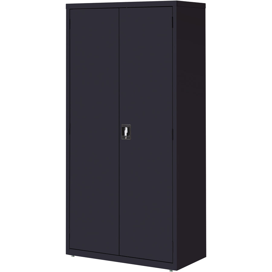 Lorell Fortress Series Storage Cabinet - 36" x 18" x 72" - 5 x Shelf(ves) - Recessed Locking Handle, Hinged Door, Durable - Black - Powder Coated - Steel - Recycled