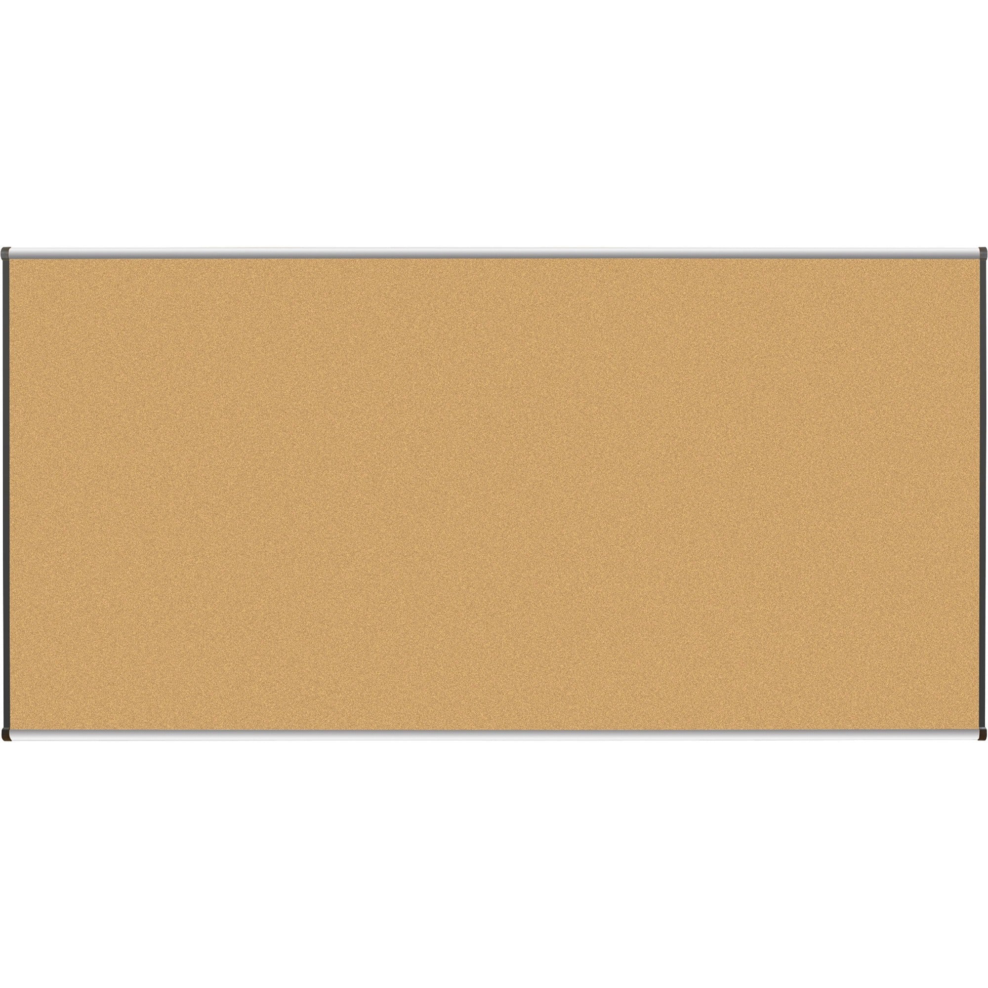 Lorell Satin-Finish Bulletin Board - 96" Height x 48" Width - Natural Cork Surface - Durable, Self-healing - Silver Anodized Aluminum Frame - 1 Each - 