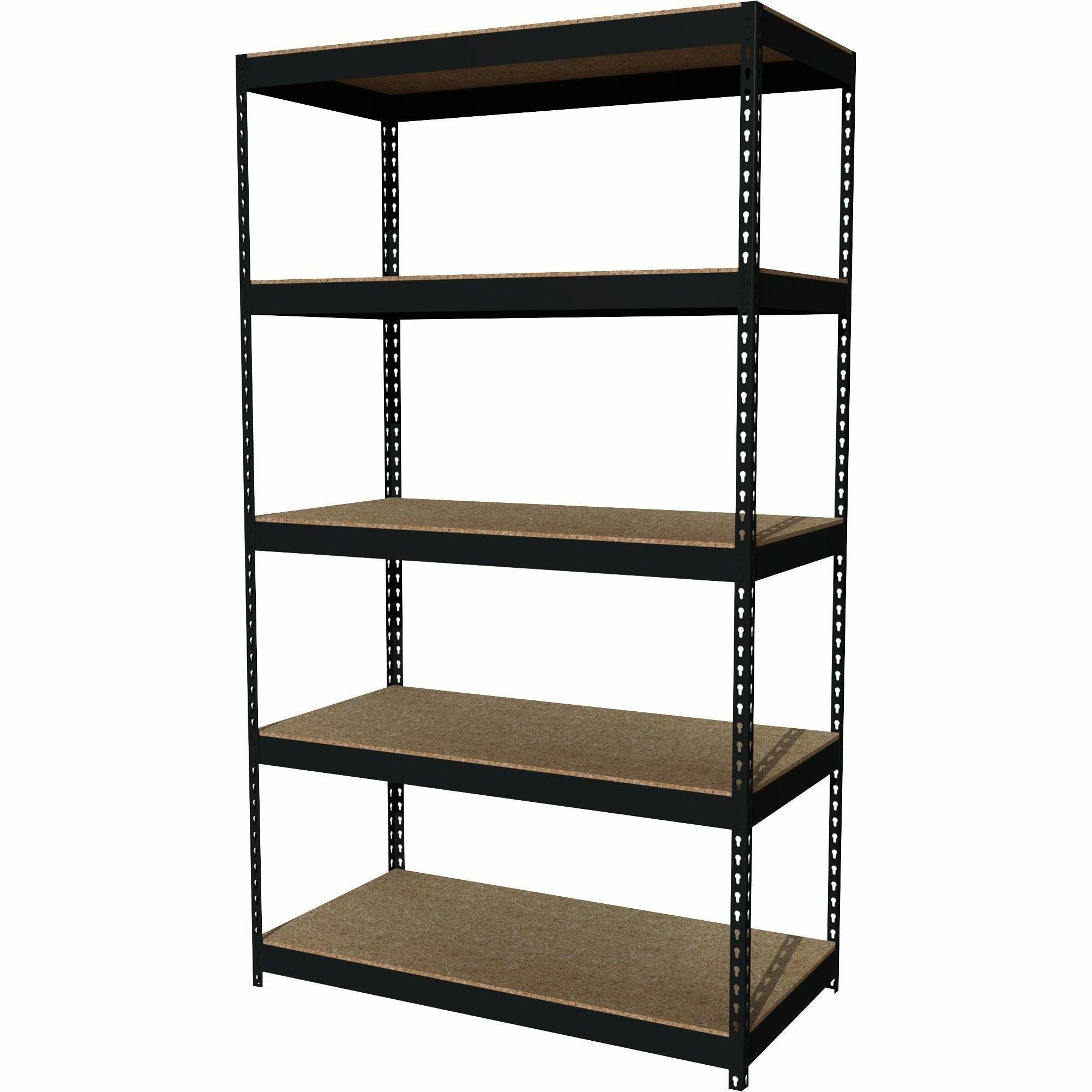 Lorell Fortress Riveted Shelving - 5 Compartment(s) - 5 Shelf(ves) - 84" Height x 48" Width x 24" Depth - Heavy Duty, Rust Resistant - 28% Recycled - Powder Coated - Black - Steel - 1 Each - 
