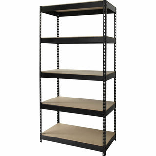 Lorell Fortress Riveted Shelving - 5 Compartment(s) - 5 Shelf(ves) - 72" Height x 36" Width x 18" Depth - Heavy Duty, Rust Resistant - 28% Recycled - Powder Coated - Black - Steel - 1 Each