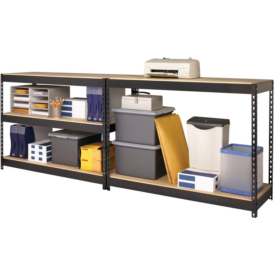 Lorell Fortress Riveted Shelving - 5 Compartment(s) - 5 Shelf(ves) - 72" Height x 48" Width x 18" Depth - Heavy Duty, Rust Resistant - 28% Recycled - Powder Coated - Black - Steel - 1 Each - 