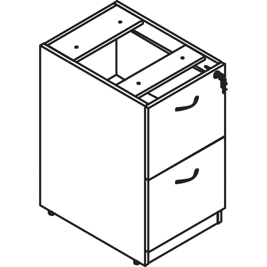 Lorell Essentials File/File Fixed File Cabinet - 15.5" x 21.9" x 28.3" - 2 x File Drawer(s) - Finish: Laminate, Mahogany - 