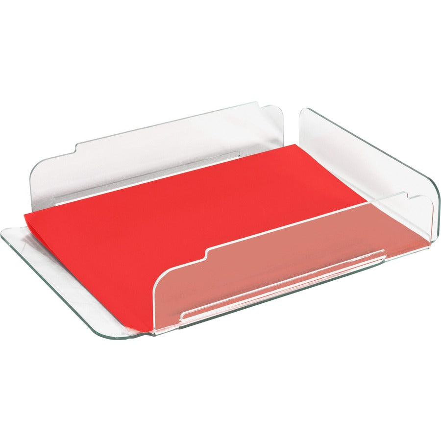 Lorell Single Stacking Document Tray - Desktop - Durable, Lightweight, Non-skid, Stackable - Clear - Acrylic - 1 Each