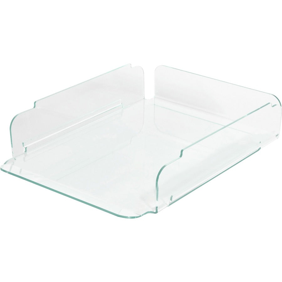 Lorell Stacking Document Trays - Desktop - Durable, Lightweight, Non-skid, Stackable - Clear - Acrylic - 1 Each - 