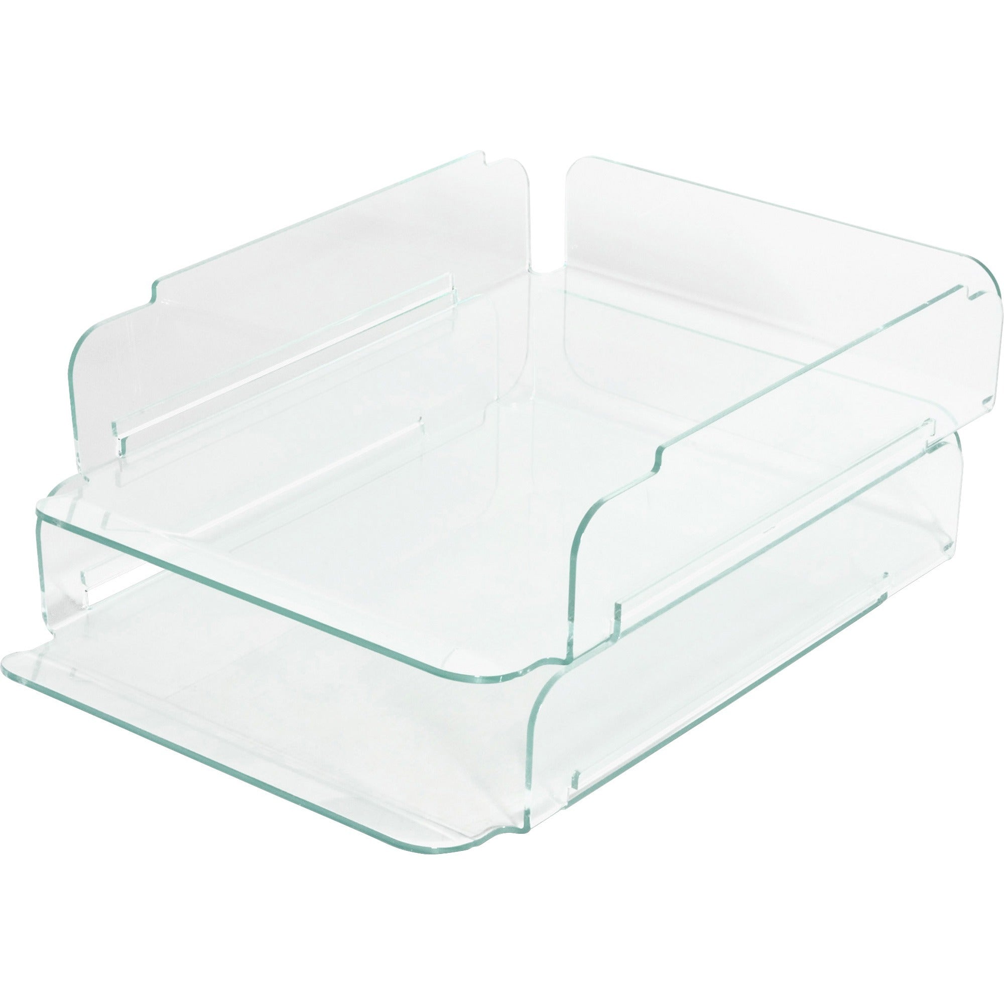 Lorell Stacking Document Trays - Desktop - Durable, Lightweight, Non-skid, Stackable - Clear - Acrylic - 1 Each - 