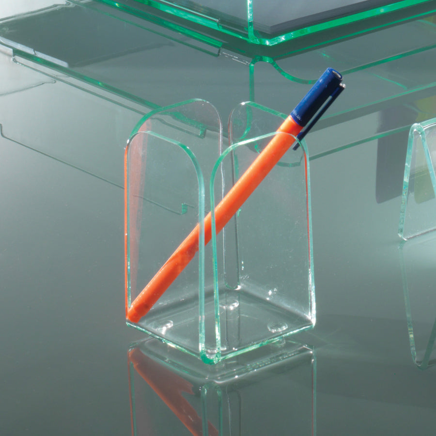Lorell Desktop Pencil Cup - Acrylic - 1 Each - Green, Transparent - 