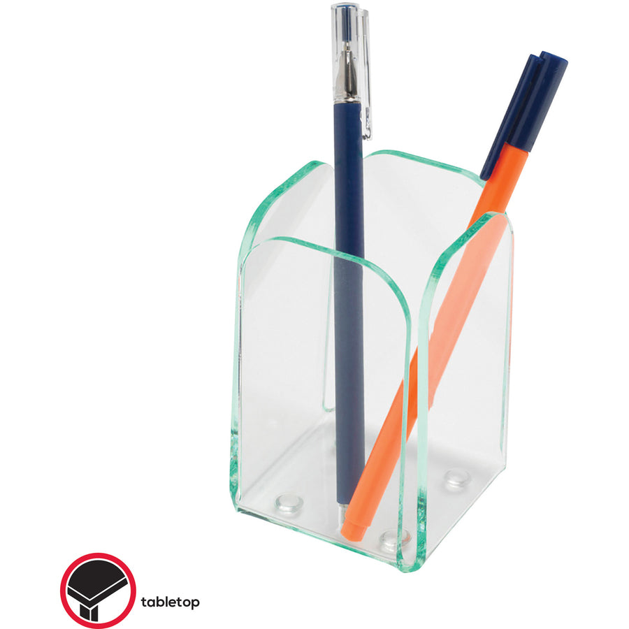 Lorell Desktop Pencil Cup - Acrylic - 1 Each - Green, Transparent