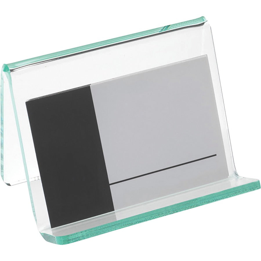 Lorell Business Card Holder - Acrylic - 1 Each - Green, Transparent