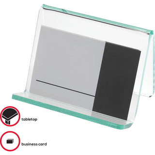 Lorell Business Card Holder - Acrylic - 1 Each - Green, Transparent