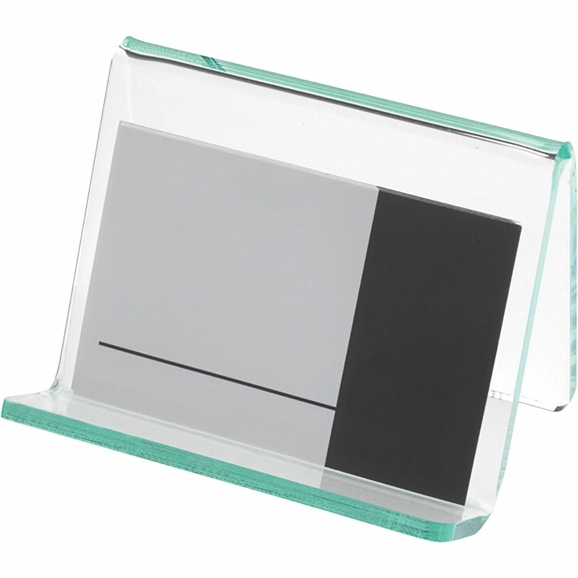 Lorell Business Card Holder - Acrylic - 1 Each - Green, Transparent - 