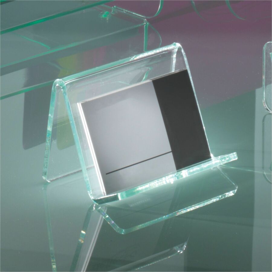 Lorell Business Card Holder - Acrylic - 1 Each - Green, Transparent - 