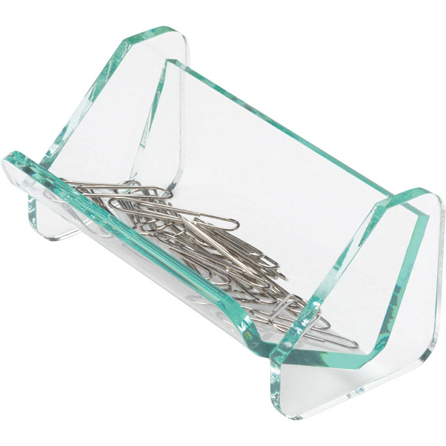 Lorell Paper Clip Holder - Acrylic - 1 Each - Green, Transparent