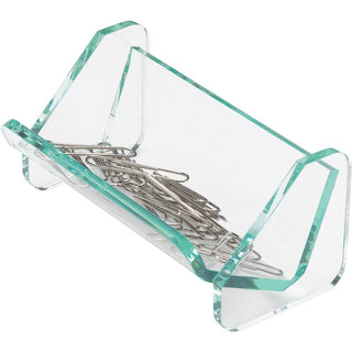 Lorell Paper Clip Holder - Acrylic - 1 Each - Green, Transparent
