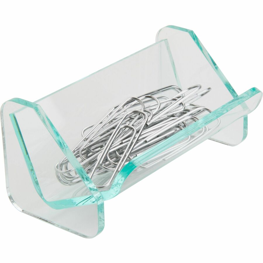 Lorell Paper Clip Holder - Acrylic - 1 Each - Green, Transparent
