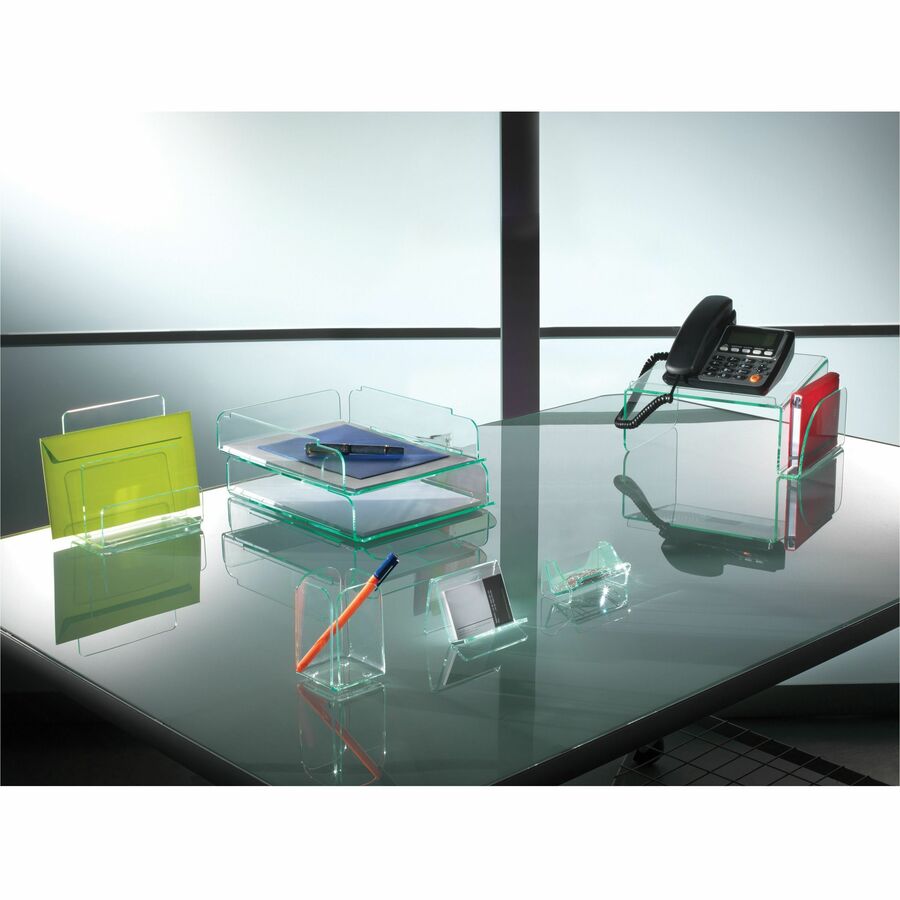 Lorell Phone Stand - 5.5" Height x 11" Width x 10" Depth - Acrylic - Clear, Green - 