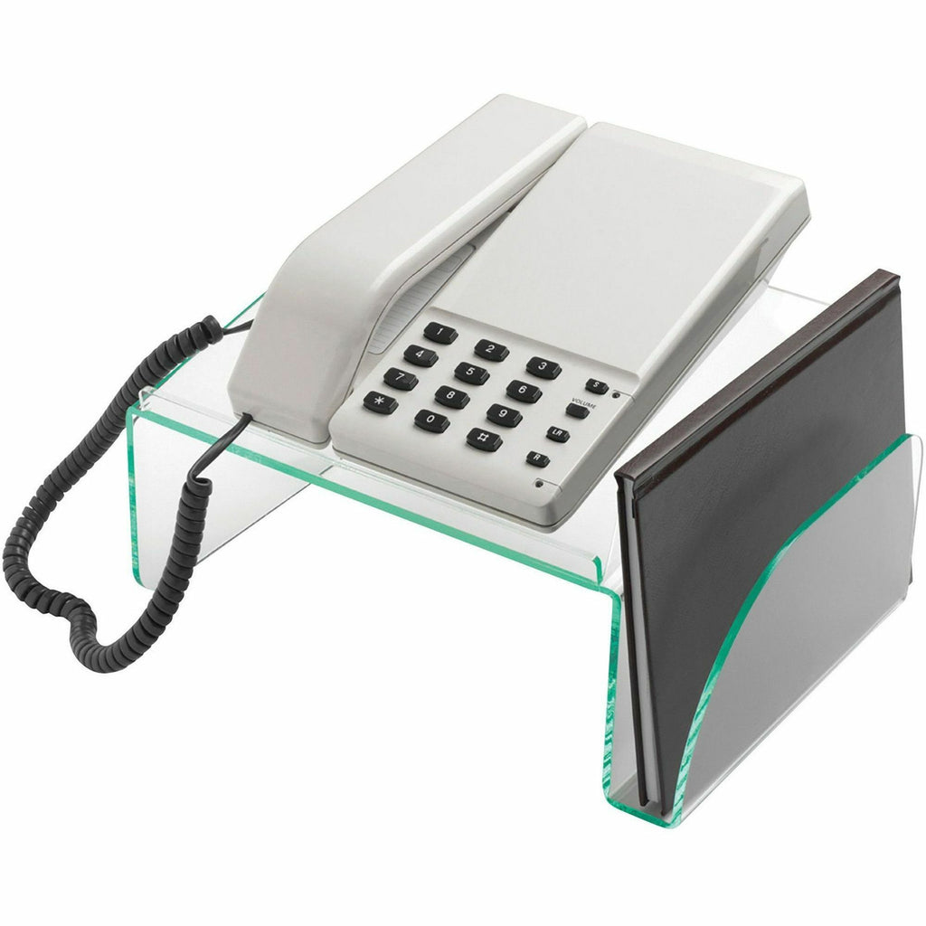 Lorell Phone Stand - 5.5" Height x 11" Width x 10" Depth - Acrylic - Clear, Green - 
