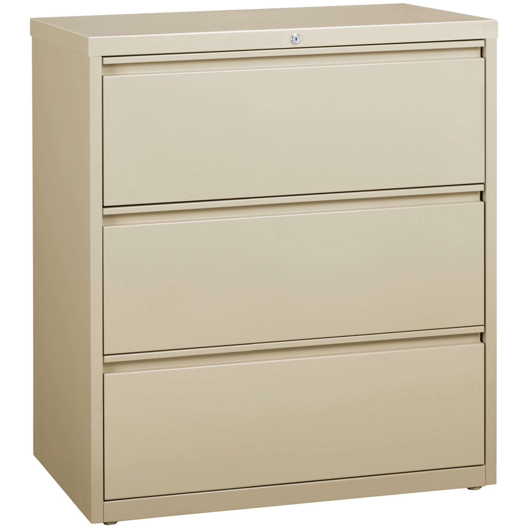 Lorell Fortress Series Lateral File - 36" x 18.6" x 40.3" - 3 x Drawer(s) for File - Letter, Legal, A4 - Lateral - Locking Drawer, Magnetic Label Holder, Ball-bearing Suspension, Leveling Glide - Putty - Steel - Recycled - 