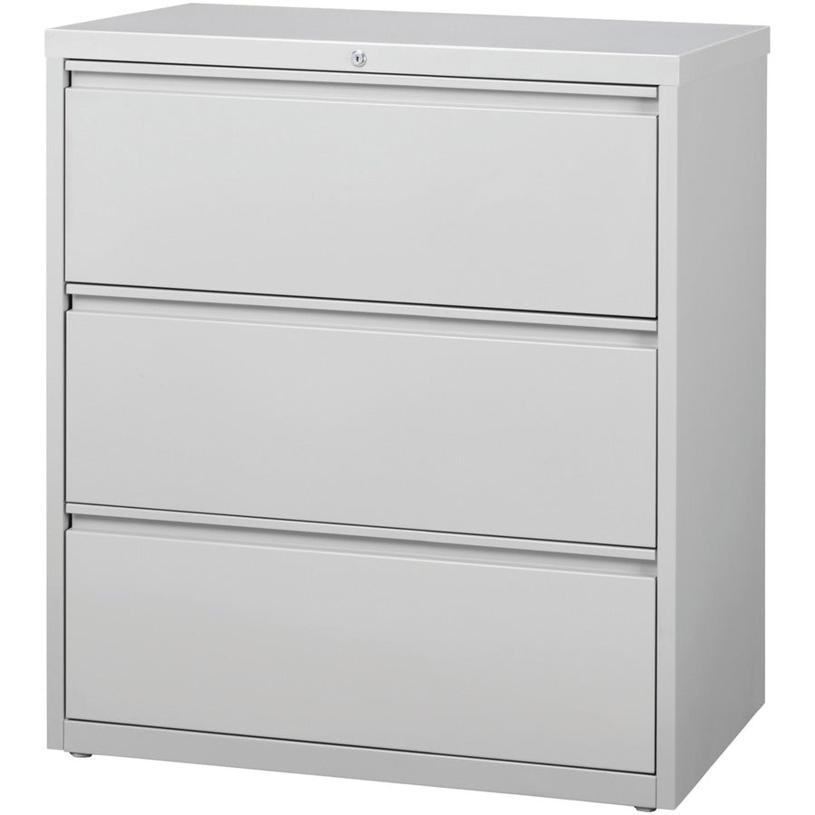 Lorell Fortress Series Lateral File - 36" x 18.6" x 40.3" - 3 x Drawer(s) for File - Letter, Legal, A4 - Lateral - Locking Drawer, Magnetic Label Holder, Ball-bearing Suspension, Leveling Glide, Locking Bar, Hanging Rail - Light Gray - Steel - Recycl