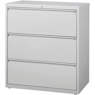 Lorell Fortress Series Lateral File - 36" x 18.6" x 40.3" - 3 x Drawer(s) for File - Letter, Legal, A4 - Lateral - Locking Drawer, Magnetic Label Holder, Ball-bearing Suspension, Leveling Glide, Locking Bar, Hanging Rail - Light Gray - Steel - Recycl