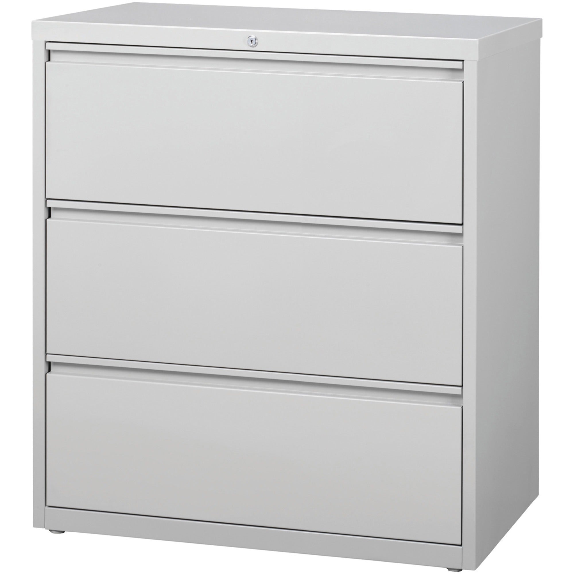 Lorell Fortress Series Lateral File - 36" x 18.6" x 40.3" - 3 x Drawer(s) for File - Letter, Legal, A4 - Lateral - Locking Drawer, Magnetic Label Holder, Ball-bearing Suspension, Leveling Glide, Locking Bar, Hanging Rail - Light Gray - Steel - Recycl - 