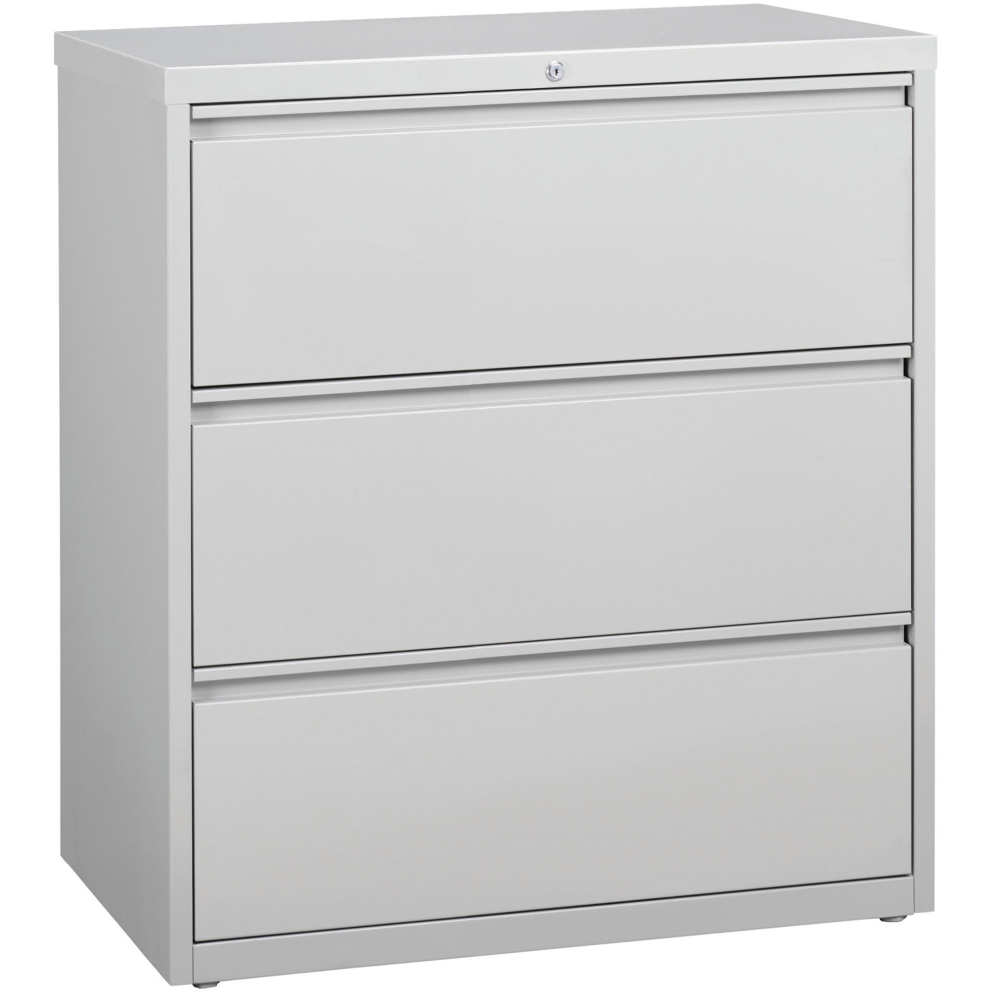 Lorell Fortress Series Lateral File - 36" x 18.6" x 40.3" - 3 x Drawer(s) for File - Letter, Legal, A4 - Lateral - Locking Drawer, Magnetic Label Holder, Ball-bearing Suspension, Leveling Glide, Locking Bar, Hanging Rail - Light Gray - Steel - Recycl