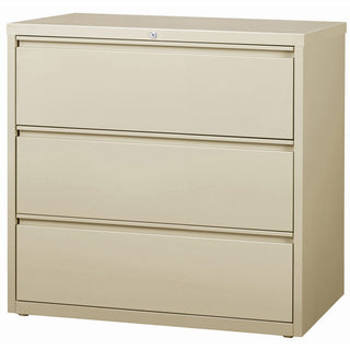 Lorell Fortress Series Lateral File - 42" x 18.6" x 40.3" - 3 x Drawer(s) for File - Letter, Legal, A4 - Lateral - Locking Drawer, Magnetic Label Holder, Ball-bearing Suspension, Leveling Glide - Putty - Steel - Recycled