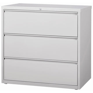 Lorell Fortress Series Lateral File - 42" x 18.6" x 40.3" - 3 x Drawer(s) for File - Letter, Legal, A4 - Lateral - Locking Drawer, Magnetic Label Holder, Ball-bearing Suspension, Leveling Glide - Light Gray - Steel - Recycled