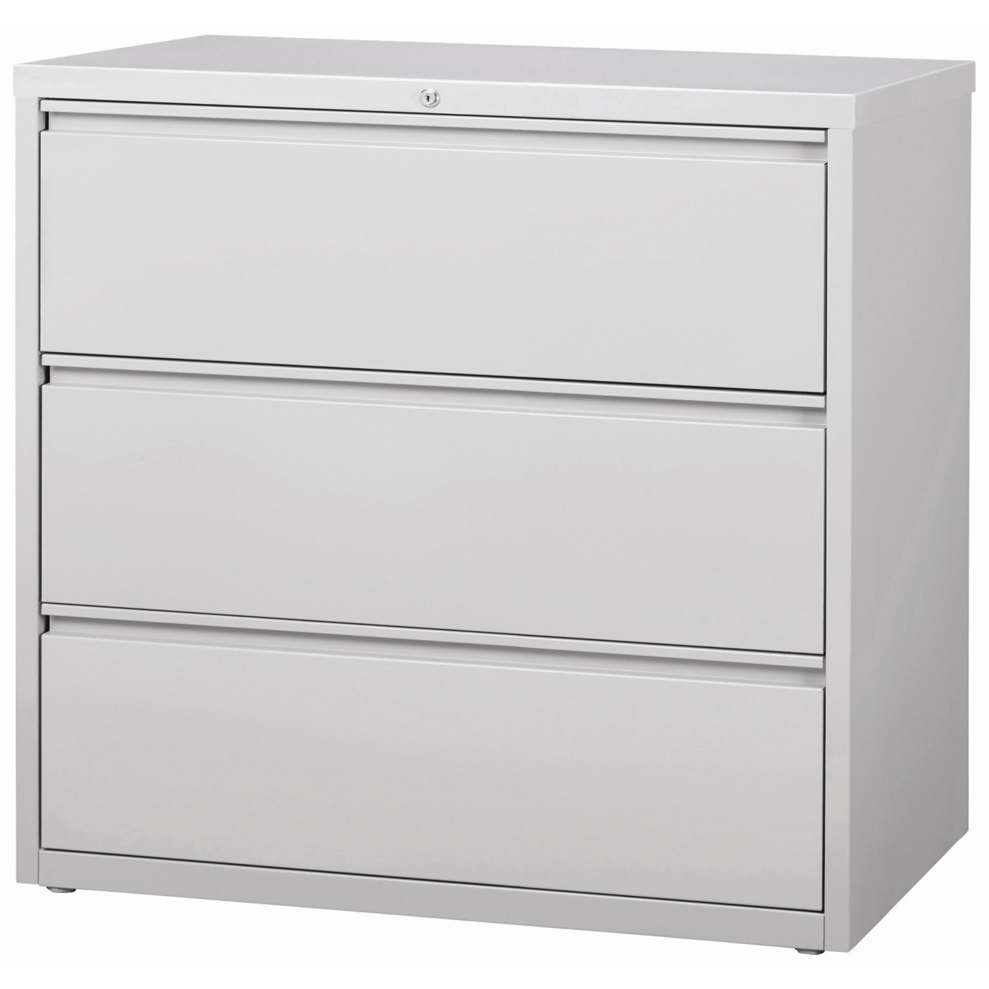 Lorell Fortress Series Lateral File - 42" x 18.6" x 40.3" - 3 x Drawer(s) for File - Letter, Legal, A4 - Lateral - Locking Drawer, Magnetic Label Holder, Ball-bearing Suspension, Leveling Glide - Light Gray - Steel - Recycled - 