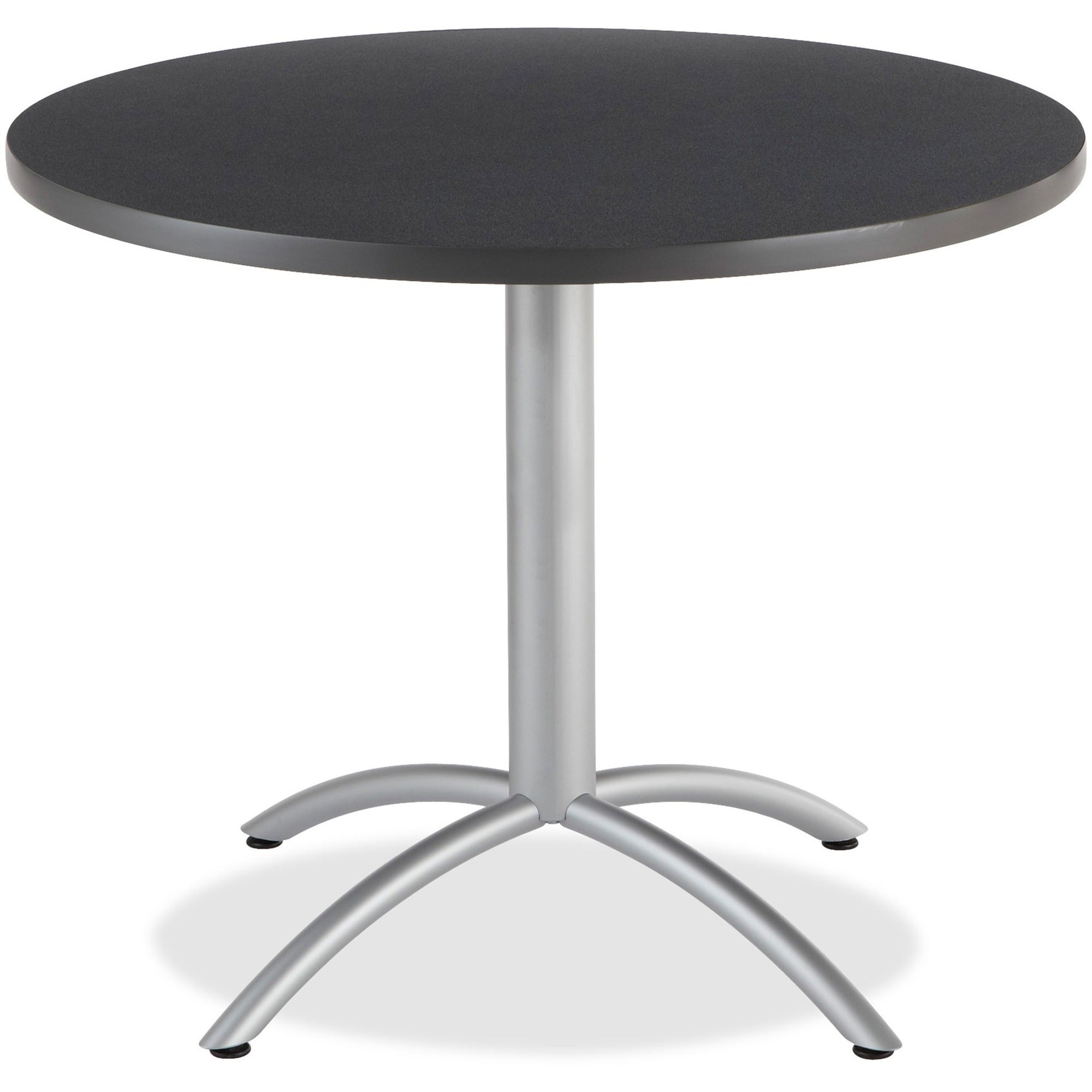 CafeWorks Table, Cafe-Height, Round, 36" x 30", Graphite Granite Top, Silver Base