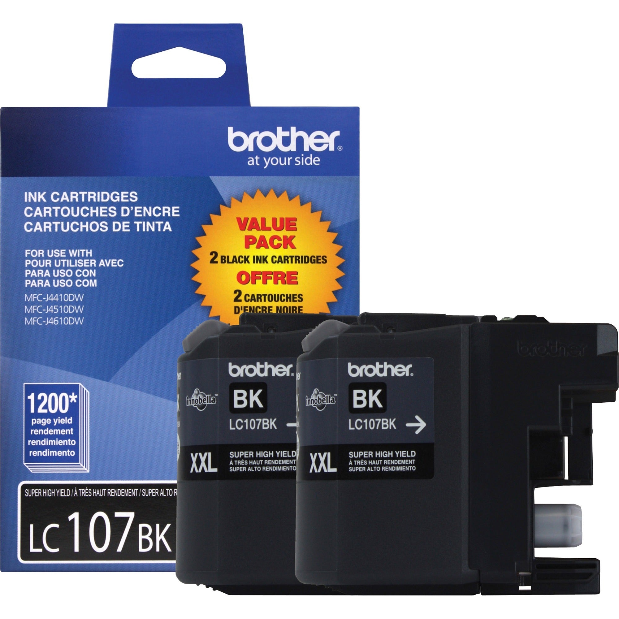 LC1072PKS Innobella Super High-Yield Ink, 1,200 Page-Yield, Black, 2/Pack