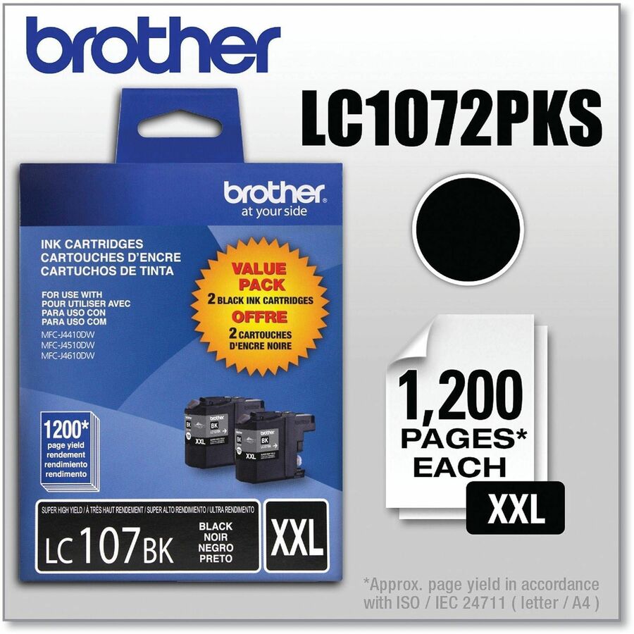 LC1072PKS Innobella Super High-Yield Ink, 1,200 Page-Yield, Black, 2/Pack