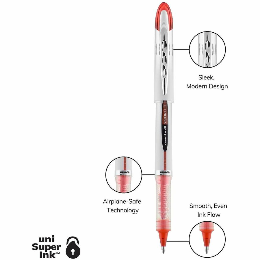 uniball Vision Elite Rollerball Pen - Bold Pen Point - 0.8 mm Pen Point Size - Refillable - Blue, Red, Green, Violet Pigment-based Ink - 4 / Pack