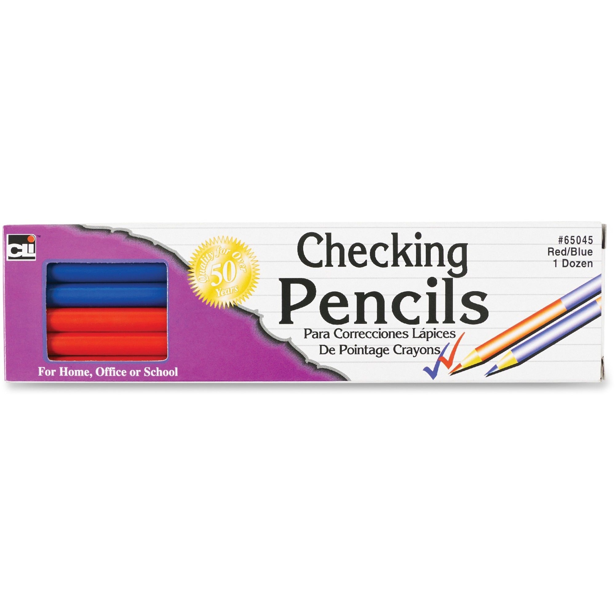 CLI Checking Pencils - Red, Blue Lead - 1 / Box - 