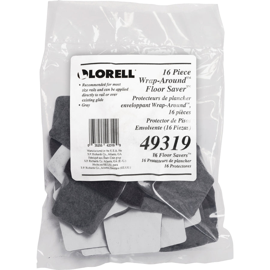 Lorell Wraparound Floor Savers - Gray - Vinyl - 16/Pack - 