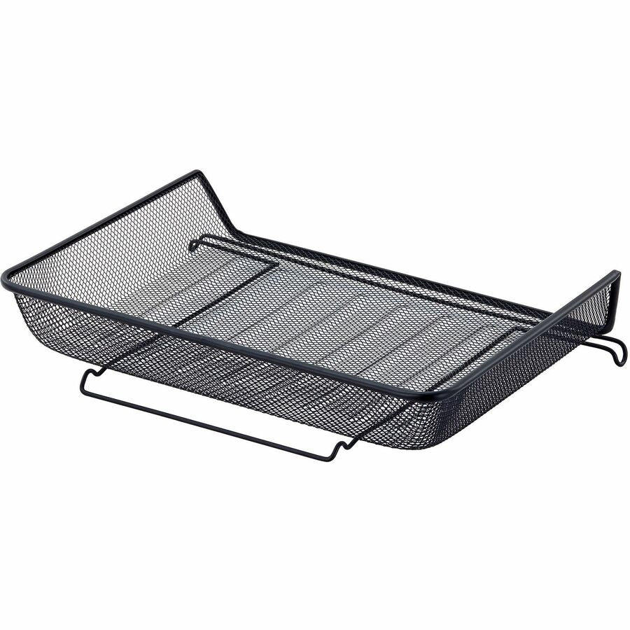 Lorell Side-loading Mesh Document Tray - 3" Height x 14.3" Width x 10.8" Depth - Stackable - Powder Coated - Black - Steel - 1 / Set