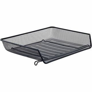 Lorell Side-loading Mesh Document Tray - 3" Height x 14.3" Width x 10.8" Depth - Stackable - Powder Coated - Black - Steel - 1 / Set