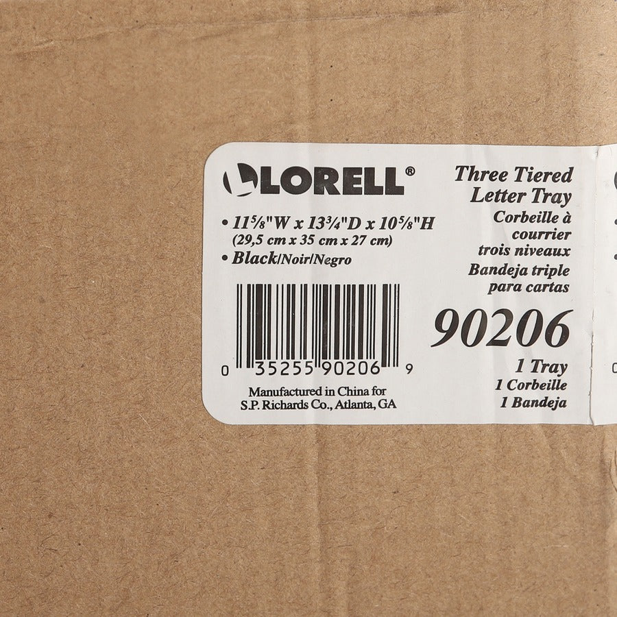 Lorell Mesh 3-Tier Mesh Document Tray - 11" Height x 10.8" Width x 14.3" Depth - Black - Steel - 1 Each