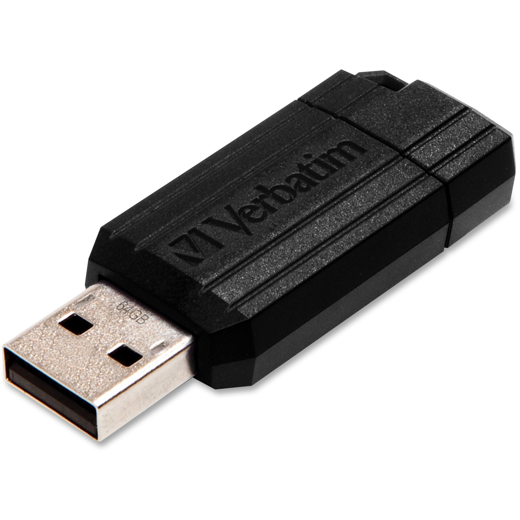 64GB PinStripe USB Flash Drive - Black - 64GB - Black - 