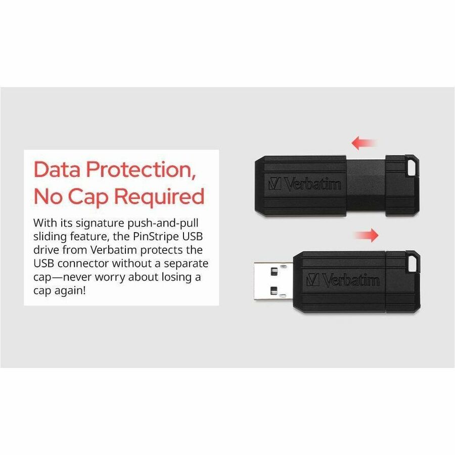 64GB PinStripe USB Flash Drive - Black - 64GB - Black