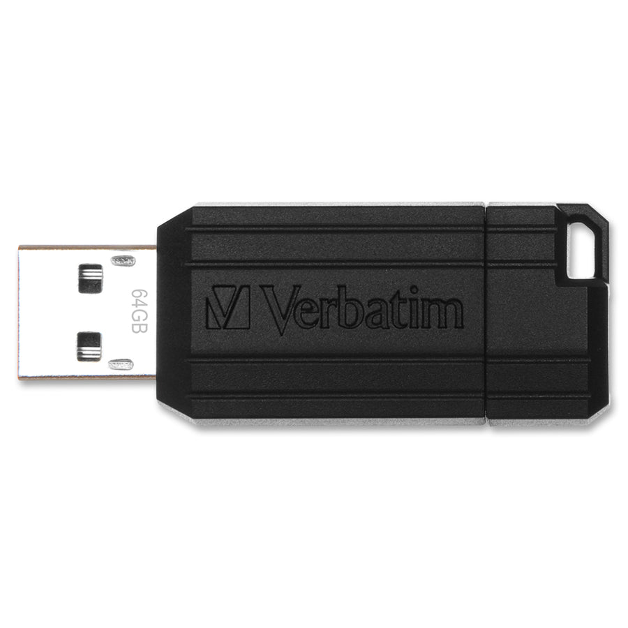 64GB PinStripe USB Flash Drive - Black - 64GB - Black - 