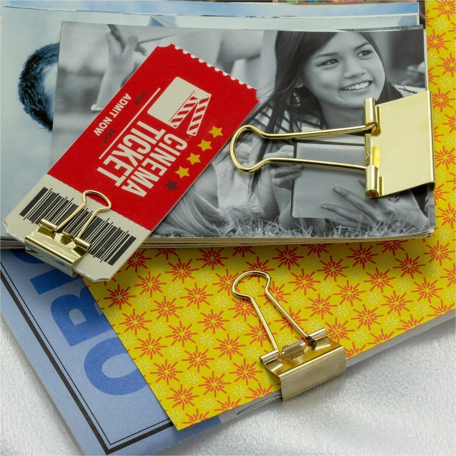 Officemate Assorted Size Binder Clips - 30 / Pack - Gold - Metal